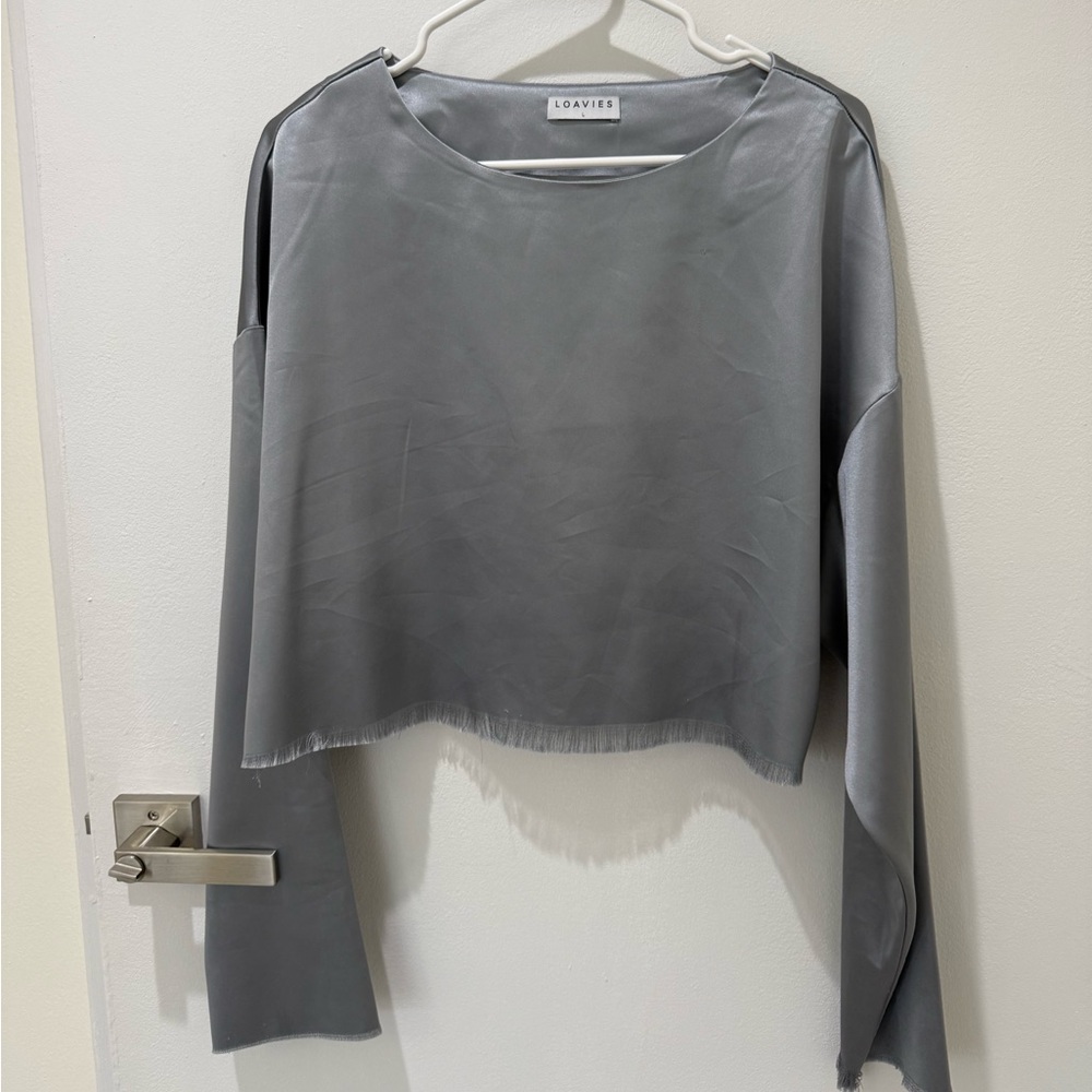 Loaves Satin Cropped Blouse Large